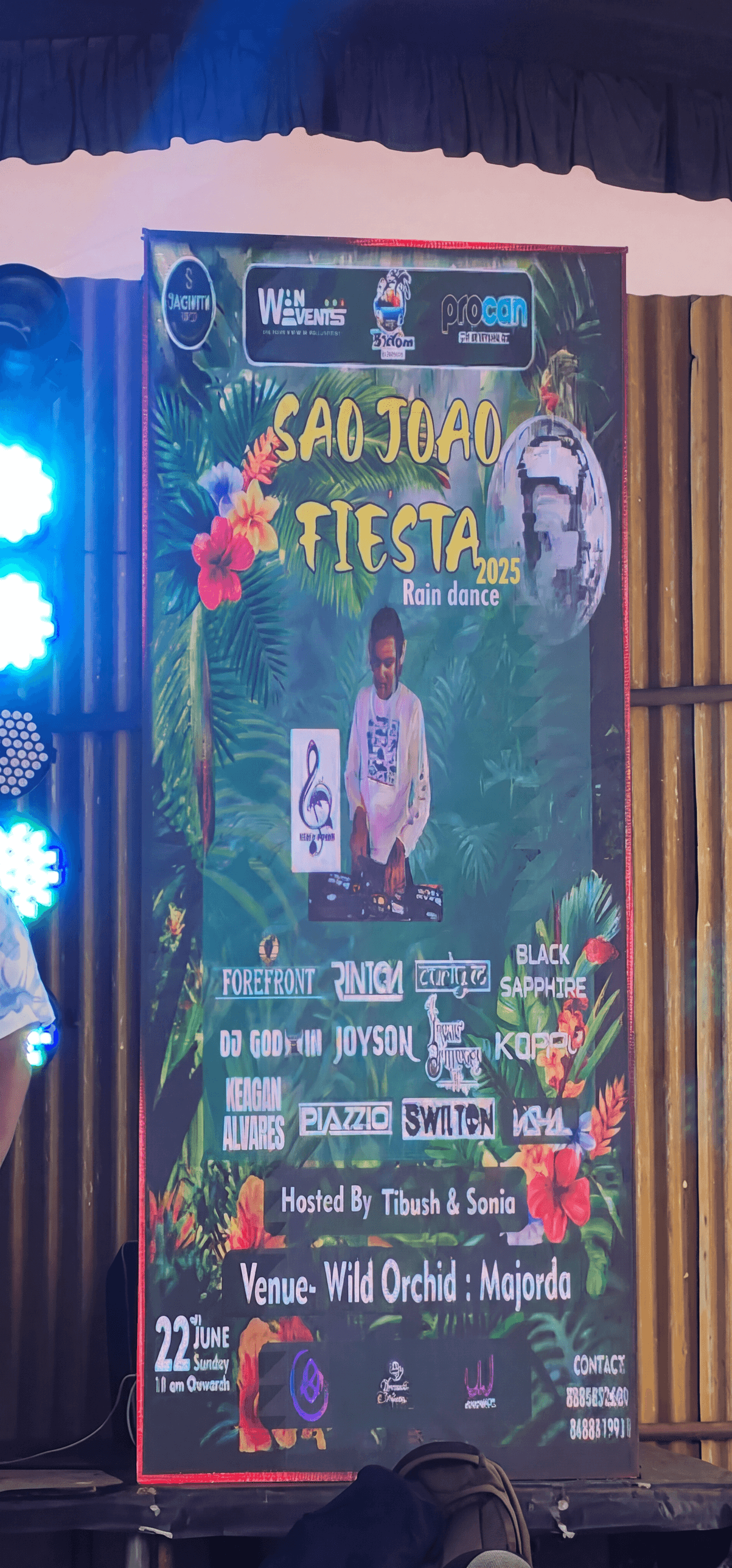 Sao Joao Fiesta stage banner featuring DJ Dolphin